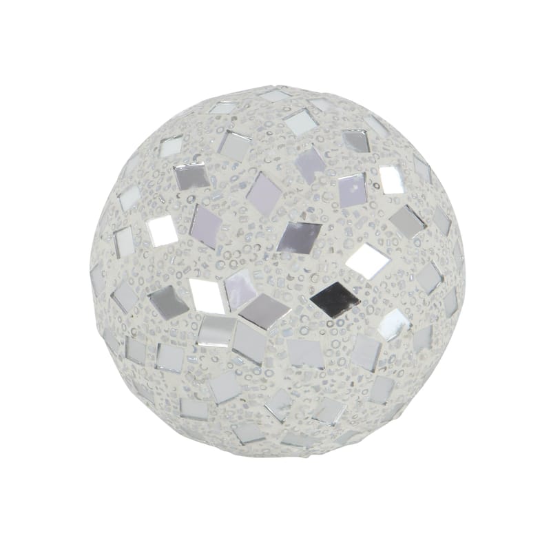 Glass Handmade Mosaic Decorative Orbs & Vase Filler - Set of 4 White or Gold - Roche River Decor