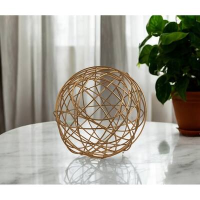 HomeRoots 12" Gold Aluminum Decorative Orb Tabletop Sculpture - 12' X '12' X '12