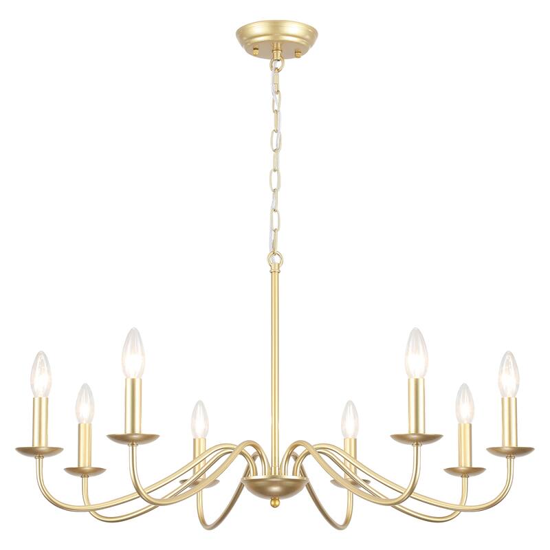 8-Light 30.7 in. Farmhouse Chandeliers for Bedroom Living Room Study