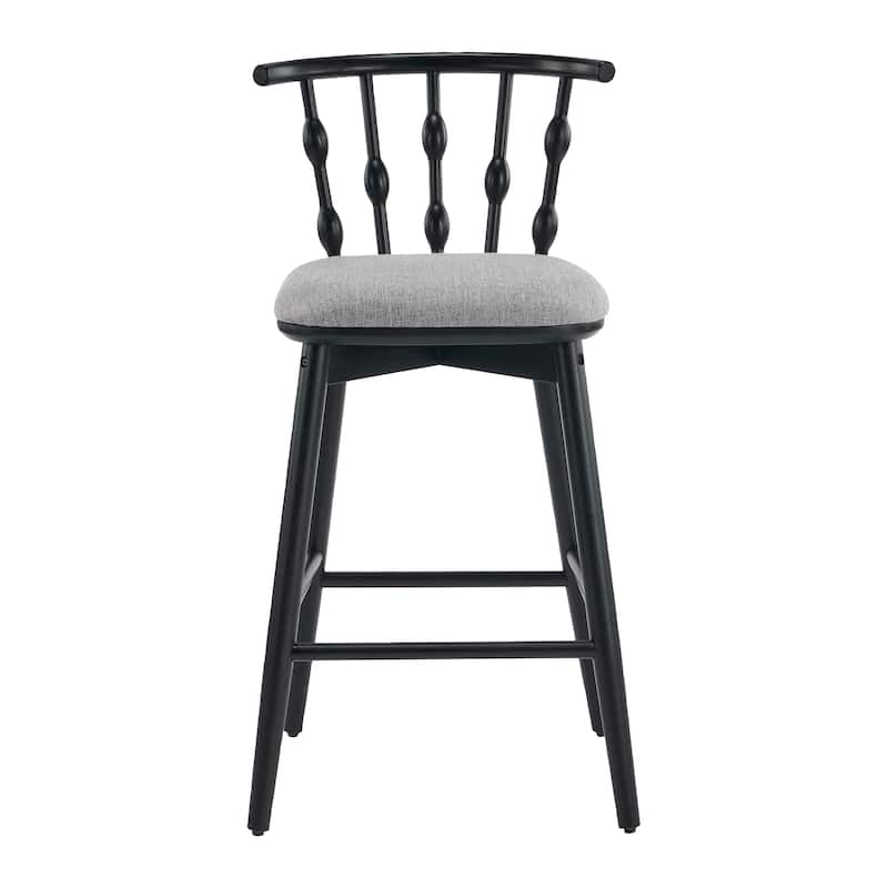 Christopher Knight Home - Leontius Bar Stool with Rubberwood Frame and Hourglass Backrest(Set of 2)