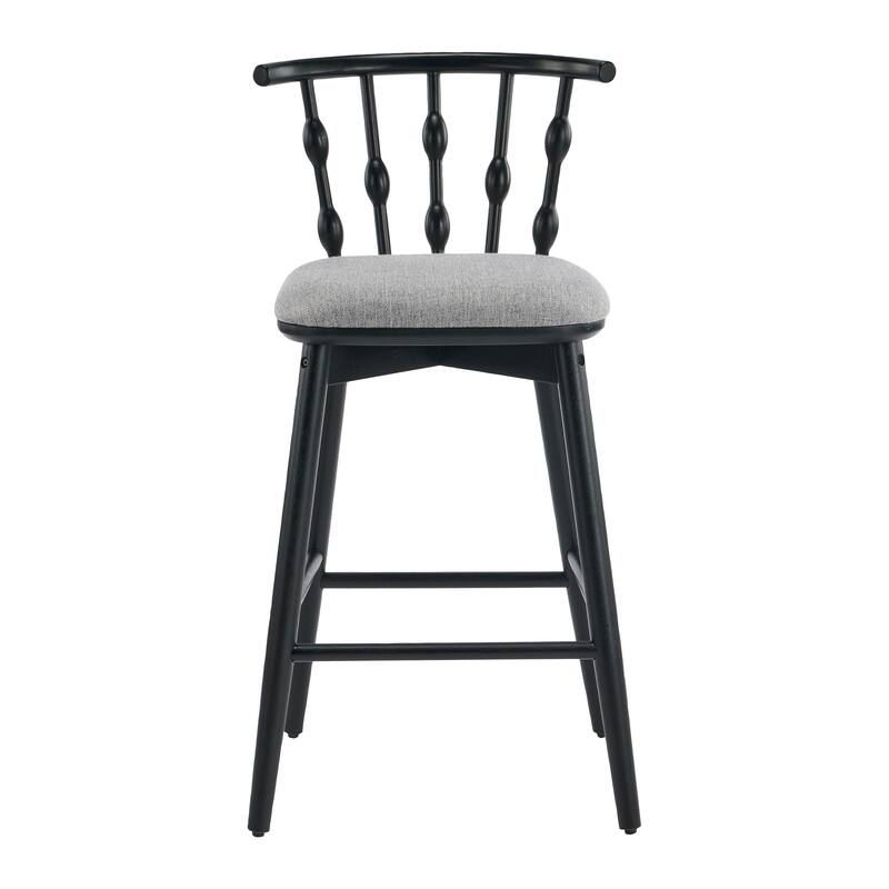 Roomfitters Doria Indoor Wooden Barstools with Hourglass Backrest, Upholstery Set of 2 - Set of 2