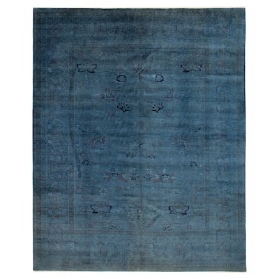 ECARPETGALLERY Hand-knotted Vibrance Blue Wool Rug - 9'0 x 11'2