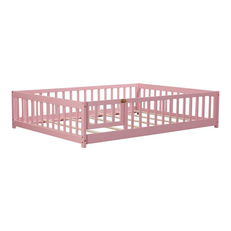 Full Size Floor Bed with Fence and Door