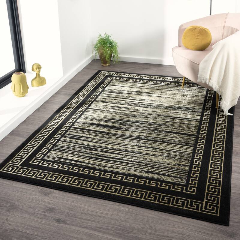 Ksamil Collection Abstract Border Area Rug