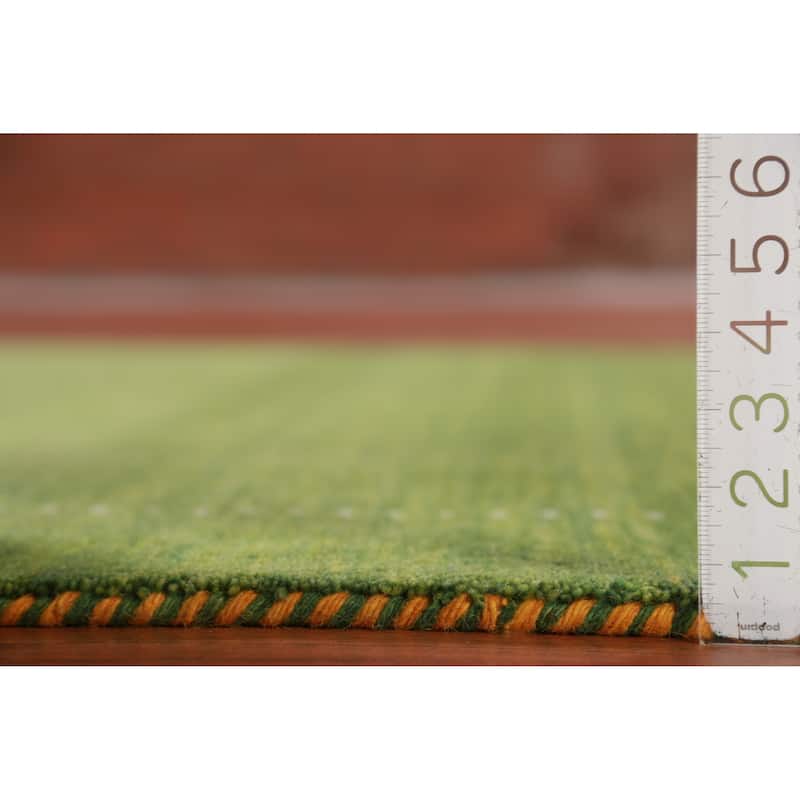Hand Knotted Oriental 100% Wool Carpet Tribal Tribal Green Gabbeh Area Rug - 7' 9'' X 5' 8''