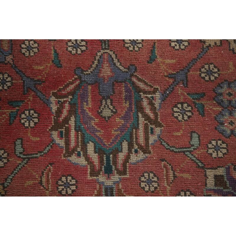 Hand Knotted Oriental 100% Wool Carpet Traditional All-Over Pink Tabriz Area Rug - 12' 8'' X 9' 8''