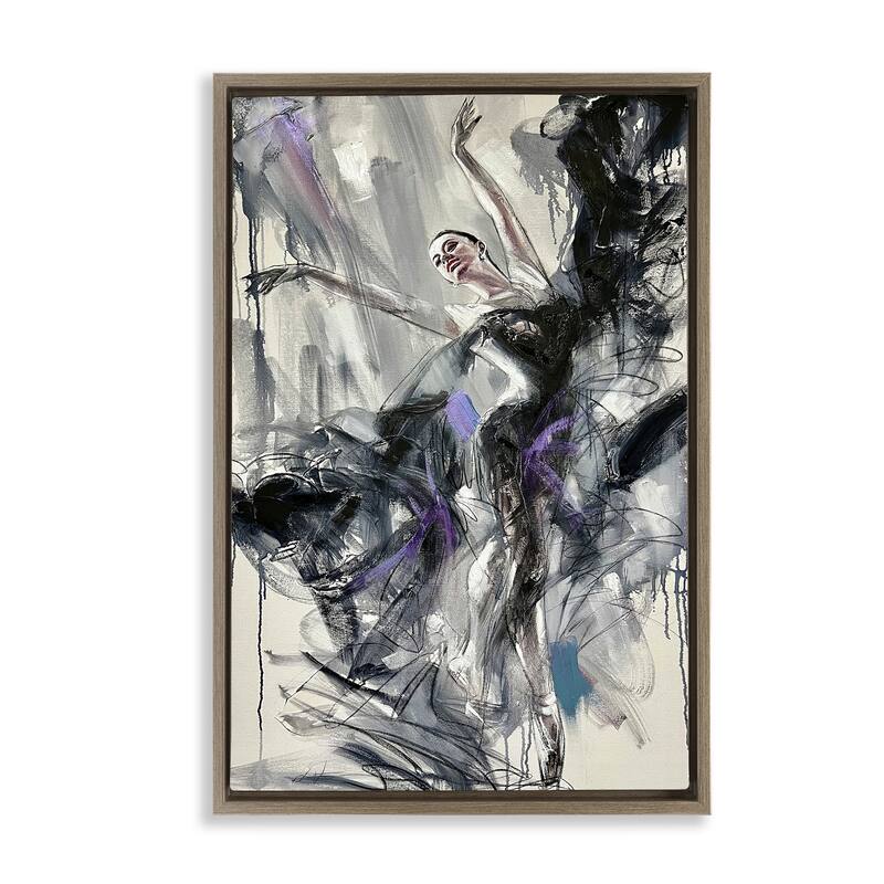 Stupell Abstract Elegance Dancer Framed Floater Canvas Wall Art Design By Lucille Lee - 21 x 31 - Brown