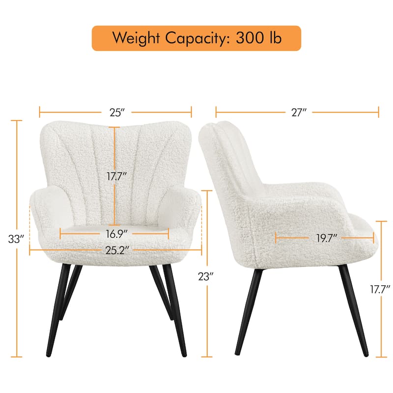 Yaheetech Modern Fabric Accent Chair Pleated Curved Back Armchair