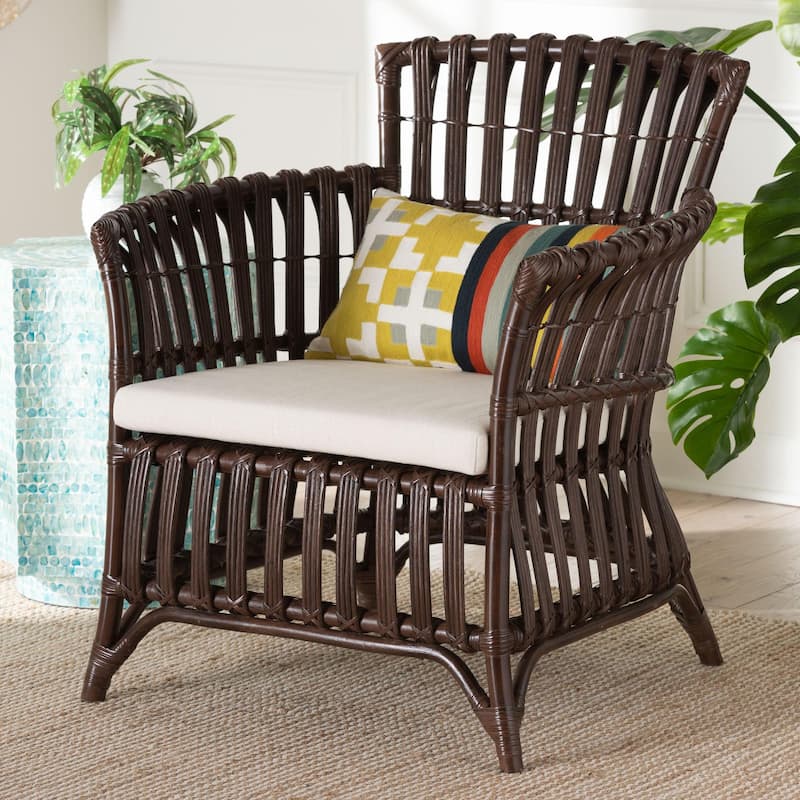 Brooklyn Bohemian Very Dark Brown Rattan Arm Chair