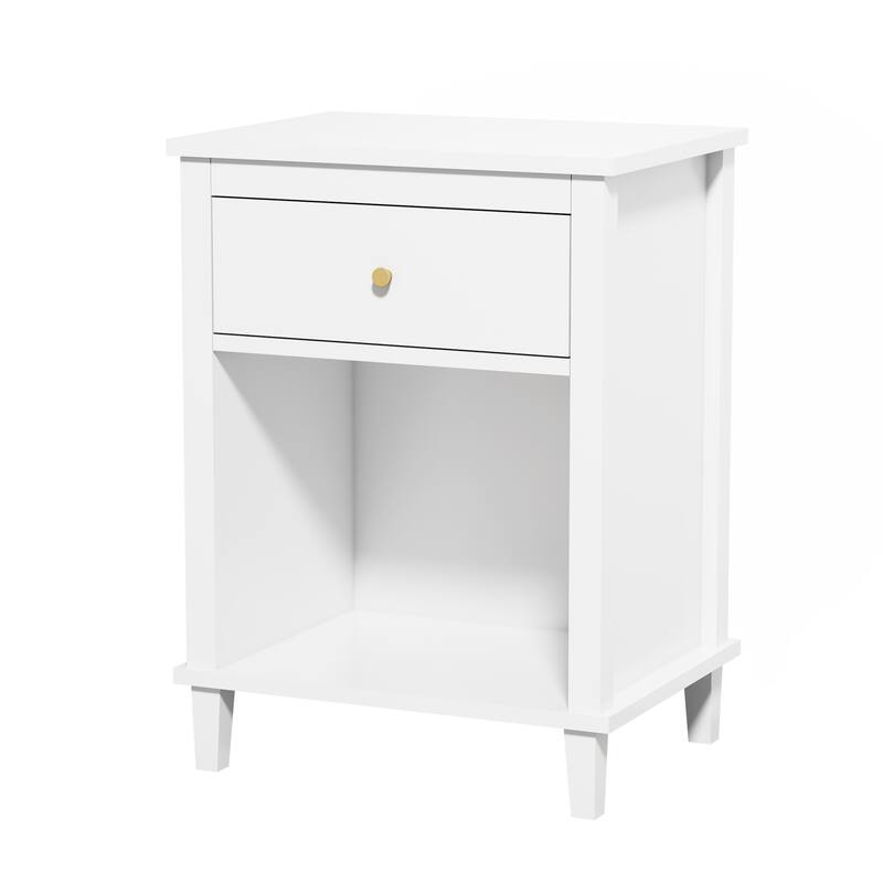 Modern Minimalist Nightstand with One Drawer One Shelf