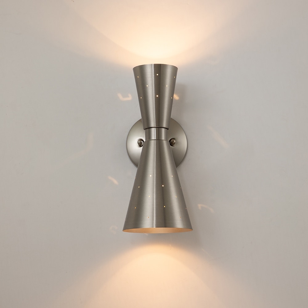 2 Light Mid Century Modern Double Cone Pinhole Hourglass Wall