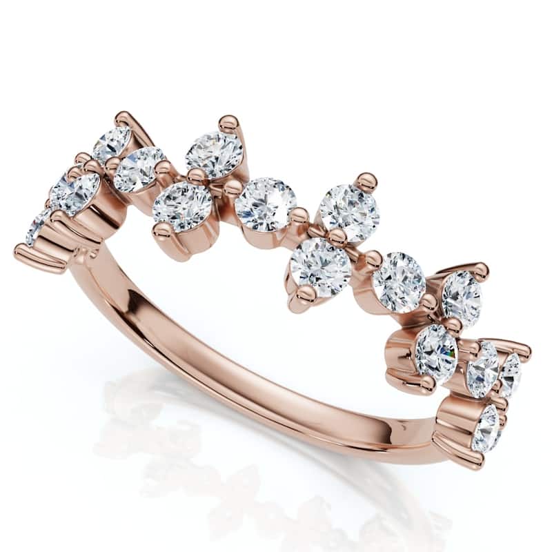 Bliss Diamond 1/2Ct Round Diamond Wedding Ring Stackable Wedding Band Gold Lab Grown - 8 - Rose