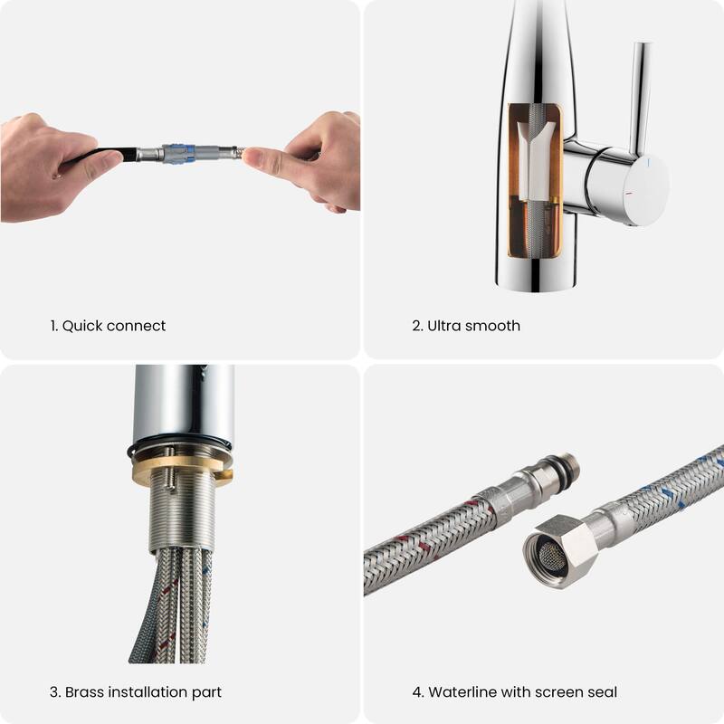 Bari Single Handle Pull Down Kitchen & Bar Sink Faucet