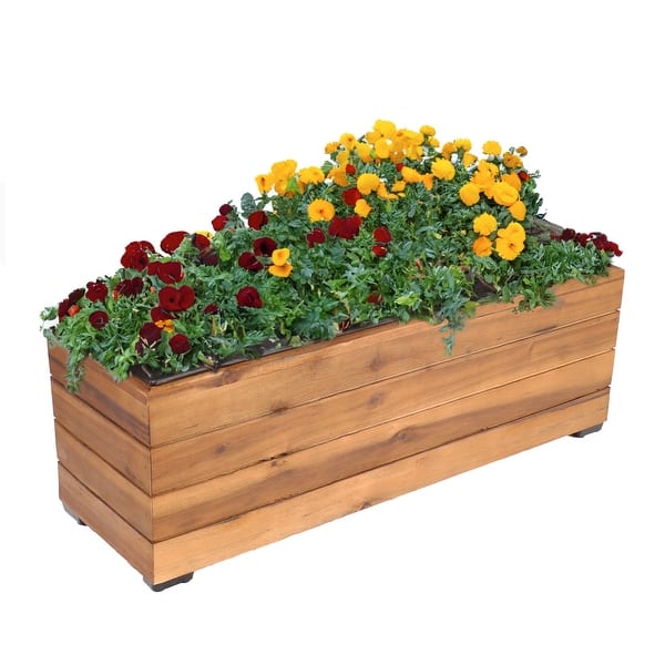Sunnydaze Rectangular Wood Planter Box with Plastic Liner - Bed Bath &  Beyond - 39178989