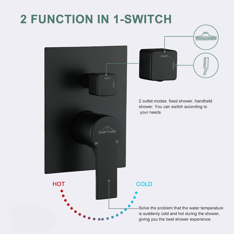 2.5 GPM 12 in. Ceiling Mount Dual Shower Heads with Pressure Balance Valve