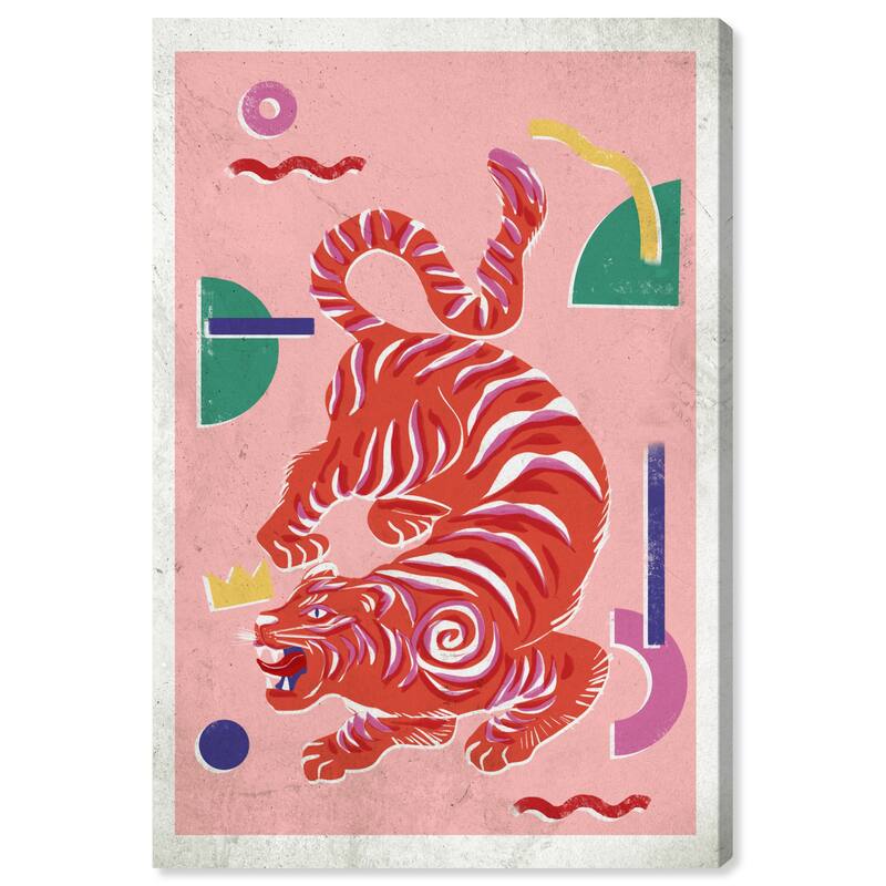 Wynwood Studio Canvas Animals Crimson Blush Tiger Red and Light Pink Modern & Contemporary Wall Art Canvas Print