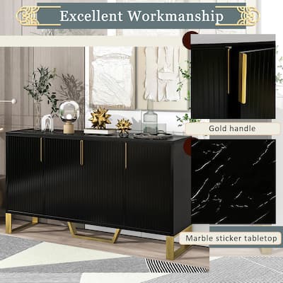 Sideboard Buffet Cabinet with Metal Legs & Adjustable Shelves, Modern TV Storage Cabinet Console Table for Dining Living Room