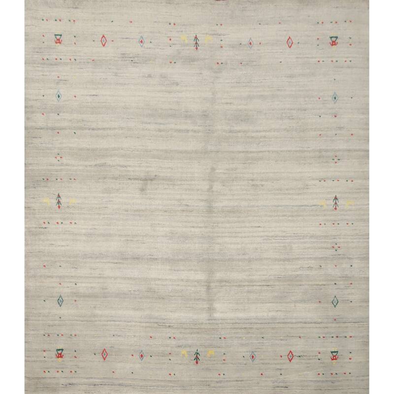 Hand Knotted Oriental 100% Wool Carpet Modern Modern Beige & Ivories Gabbeh Area Rug - 5' 11'' X 6' 1''