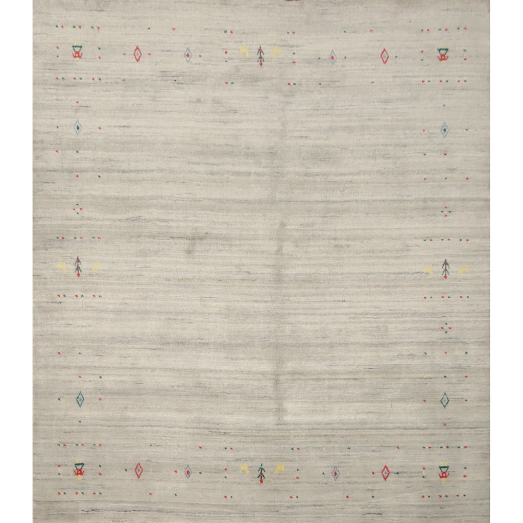 Hand Knotted Oriental 100% Wool Carpet Modern Modern Beige & Ivories Gabbeh Area Rug - 5' 11'' X 6' 1''