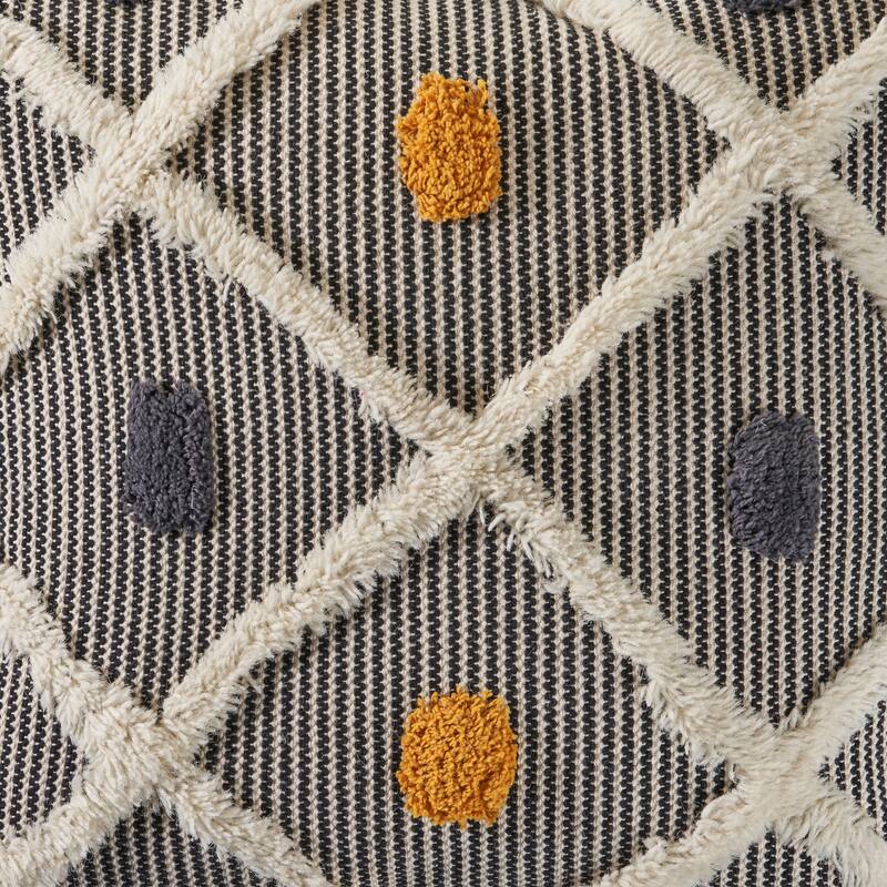 Sevita Luxe Black/Yellow Striped Cotton Wool Blend Throw Pillow, Set of 2
