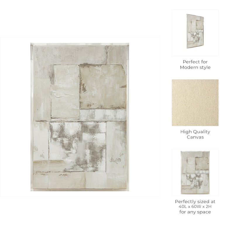 Canvas Wall Art Wood Frame Textured Abstract Accent - 60" Multi