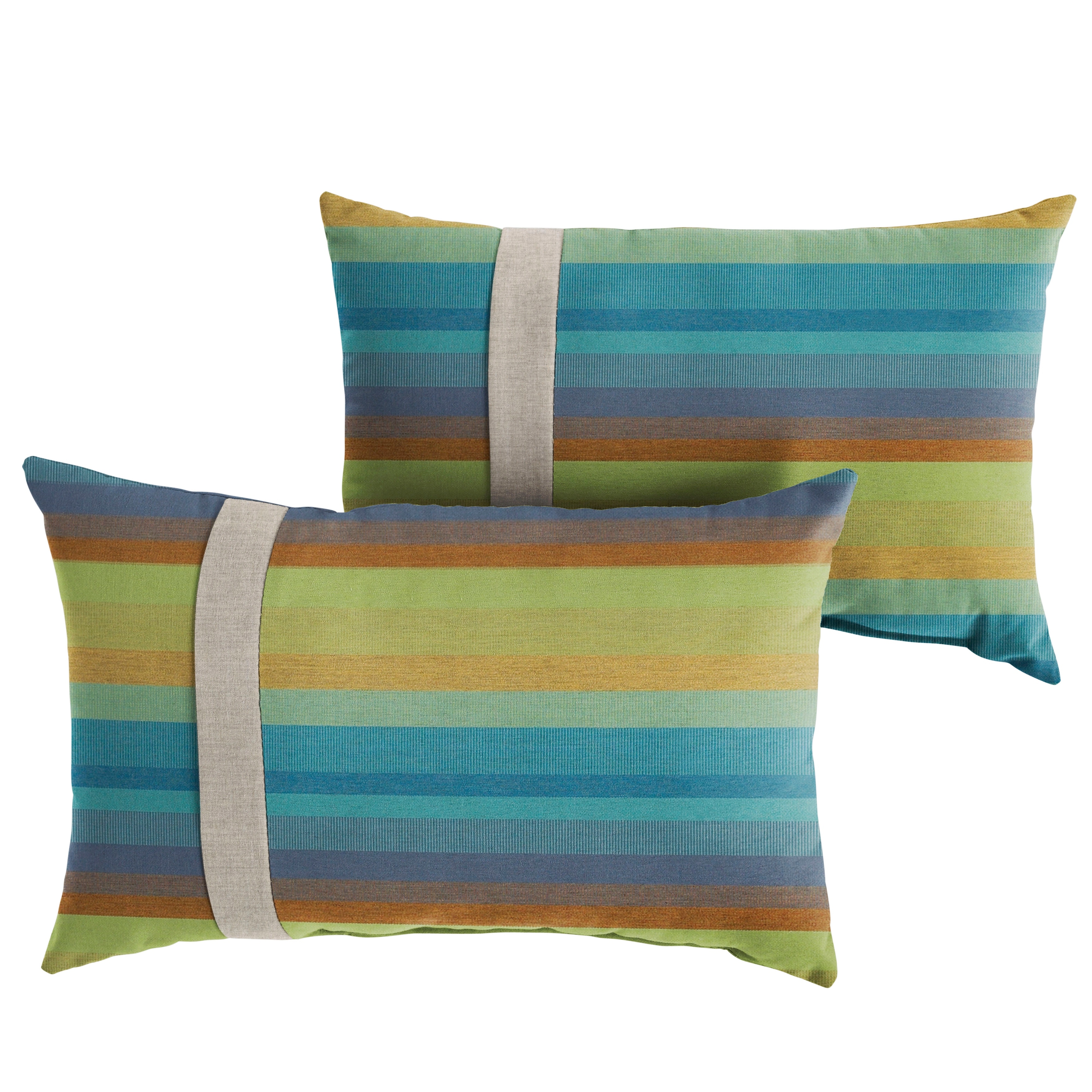 Sunbrella Astoria Lagoon Striped Indoor/Outdoor Lumbar Pillow (Set of 2) - Picture 8 of 15