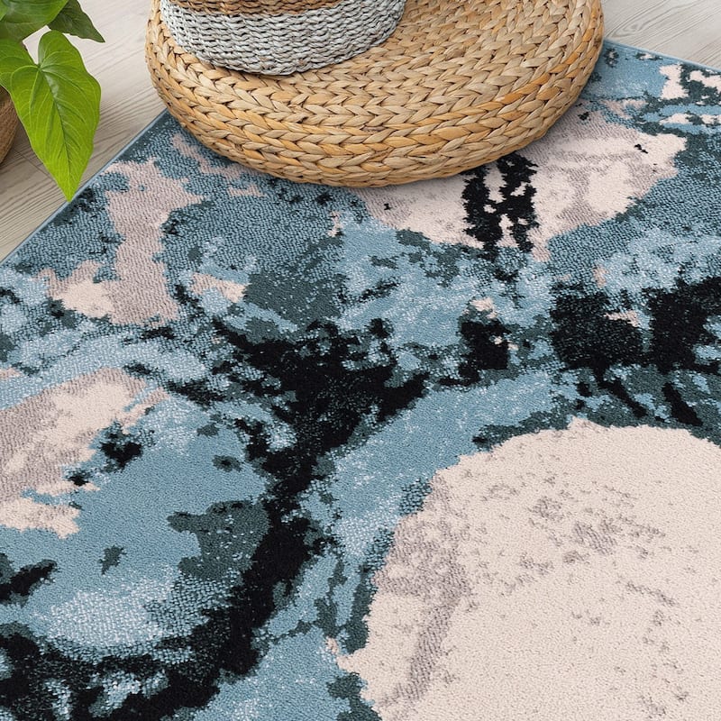 World Rug Gallery Contemporary Abstract Circles Black Area Rug