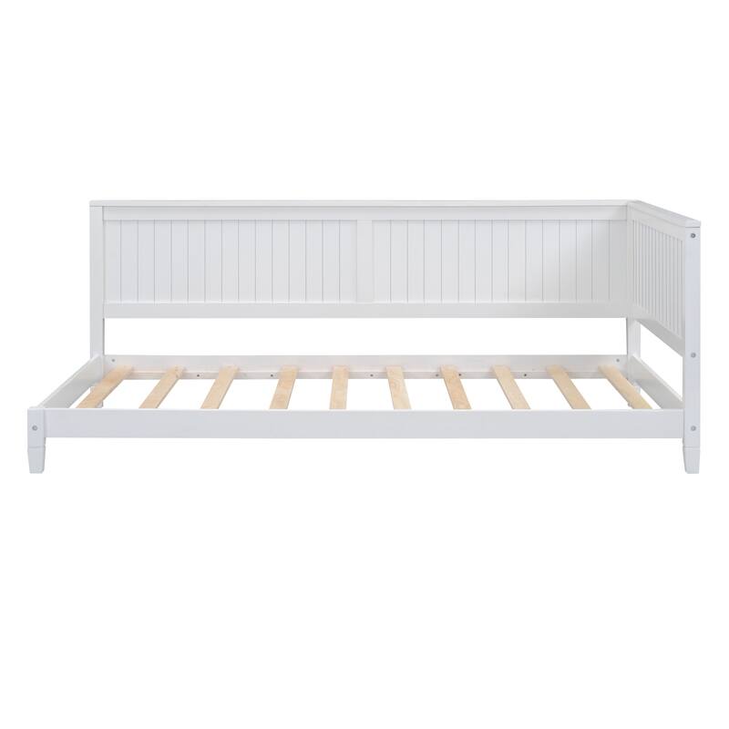 Wooden Daybed with Armrest and Backrest, Twin/Full Sizes, Classic Mid-Century Sofa Bed for Living Room Decor