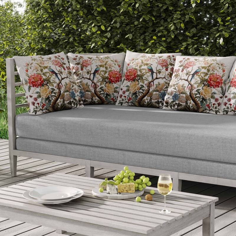 Bloom Bower Bliss Indoor/Outdoor Reversible Throw Pillow Red and Pink