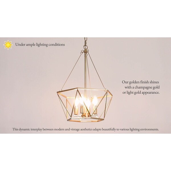Zeci Modern Farmhouse 4-light Gold Lantern Chandelier Cage Zeci Modern Farmhouse 4-light Gold Lantern Chandelier Cage