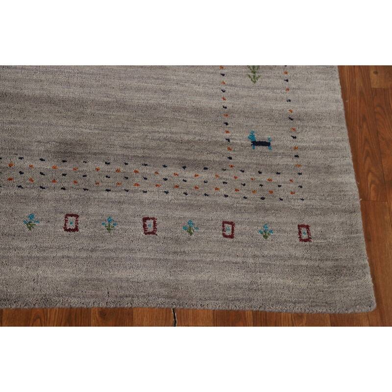 Tribal Gray Gabbeh Oriental Area Rug Handmade Wool Carpet - 5'3"x 7'7"