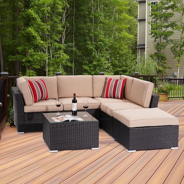 Bonosuki 5 Seater Outdoor Sectional Rattan Conversation Sofa. Opens flyout.