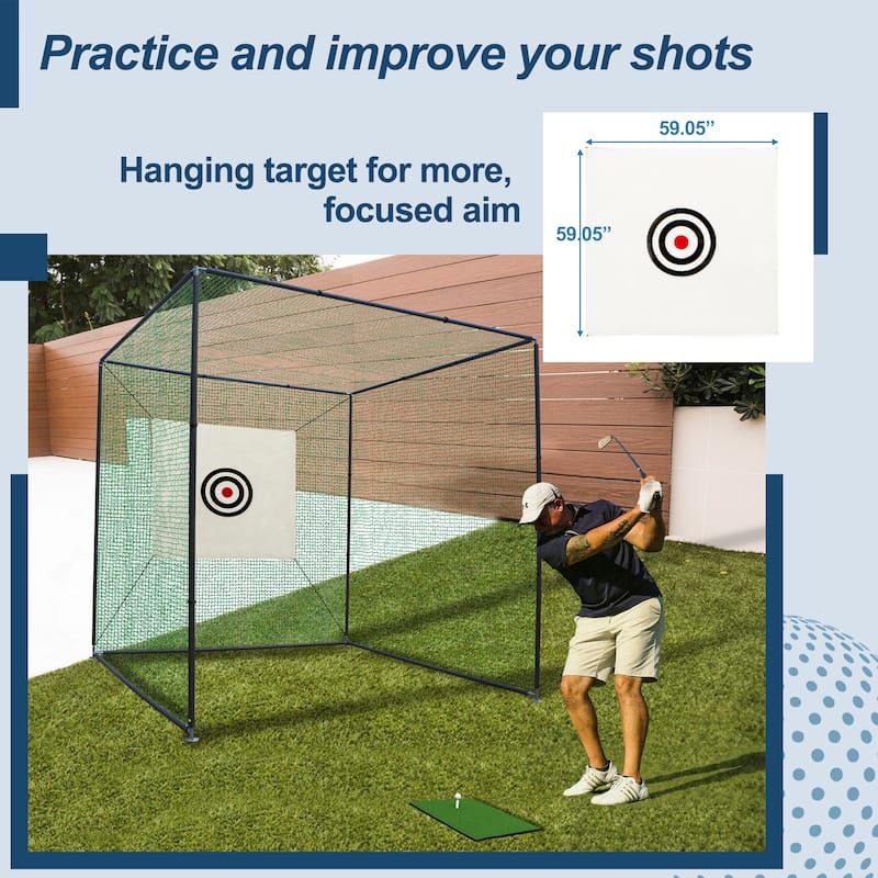 10X10FT Golf Practice Net Cage w/ Metal Frame Hitting Net Kit Indoor Outdoor