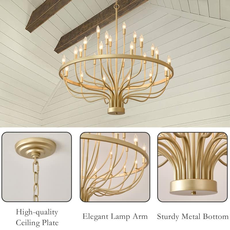 Modern Farmhouse Candle Chandelier Black Large Wagon Wheel Chandeliers