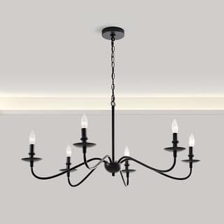 Mario Rustic 6-Light Black Metal Chandelier - 38 inches in diameter x 18 inches H