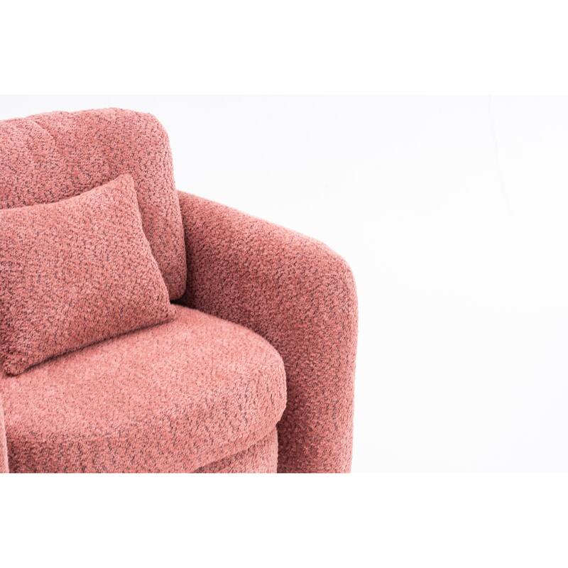 Chenille Round Corner Accent Chairs with Ergonomic Support and Tool-Free Assembly