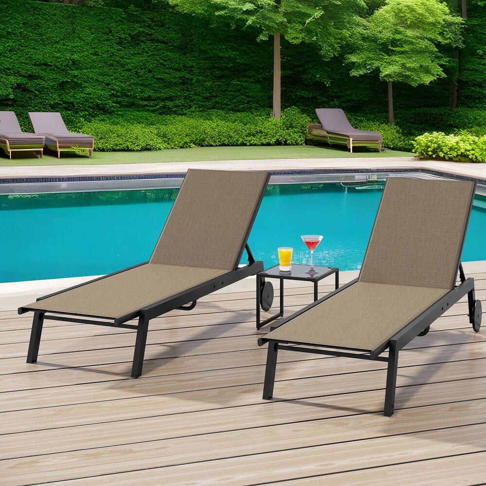 Outdoor Resin Lounge With Side Table And Adjustable Back