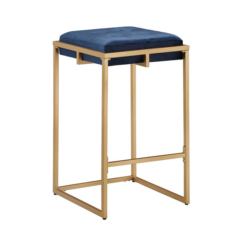 Perdita Gold Finish Velvet Button Tufted Bar Stools (Set of 2) by iNSPIRE Q Bold