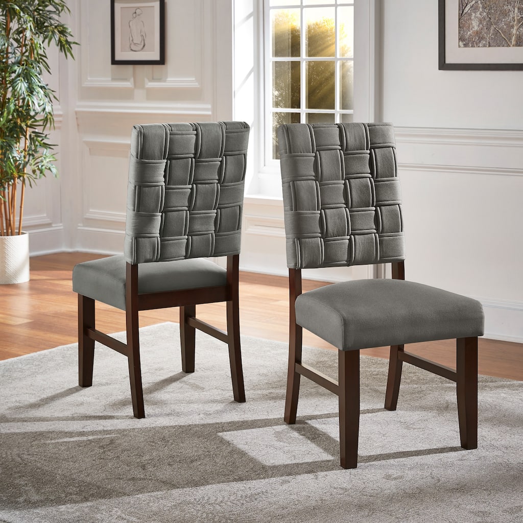 Orlo Walnut Finish Woven Back Dining Chairs (Set of 2) by iNSPIRE Q Modern
