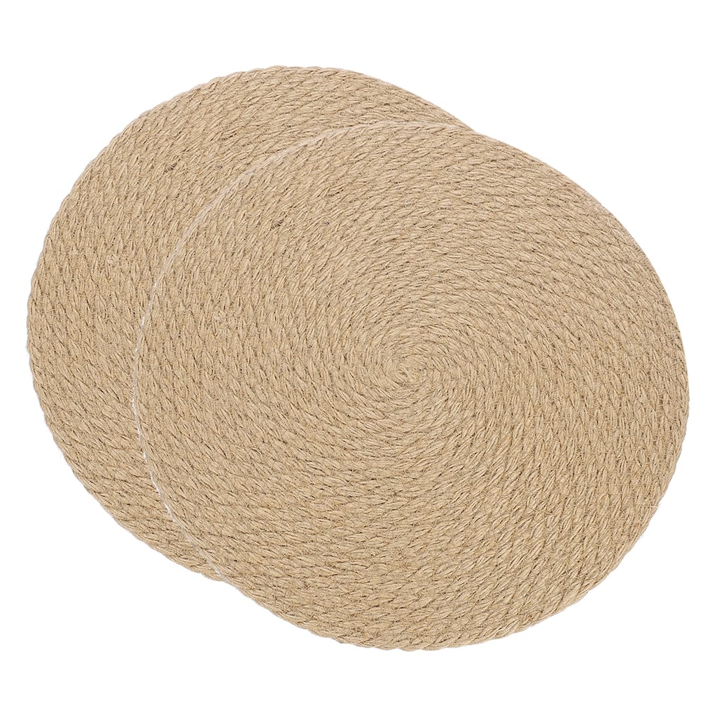 Jute Placemats, 2 Pack Round Woven Placemats - Brown