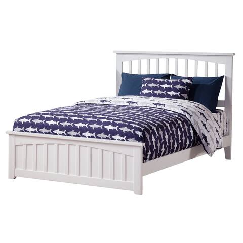 Mission Full Low Profile Wood Platform Bed with Matching Footboard in White