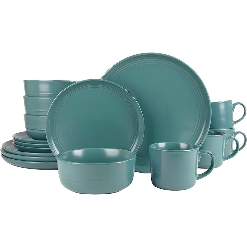 Double Line 16 Piece Dinnerware Set - Green