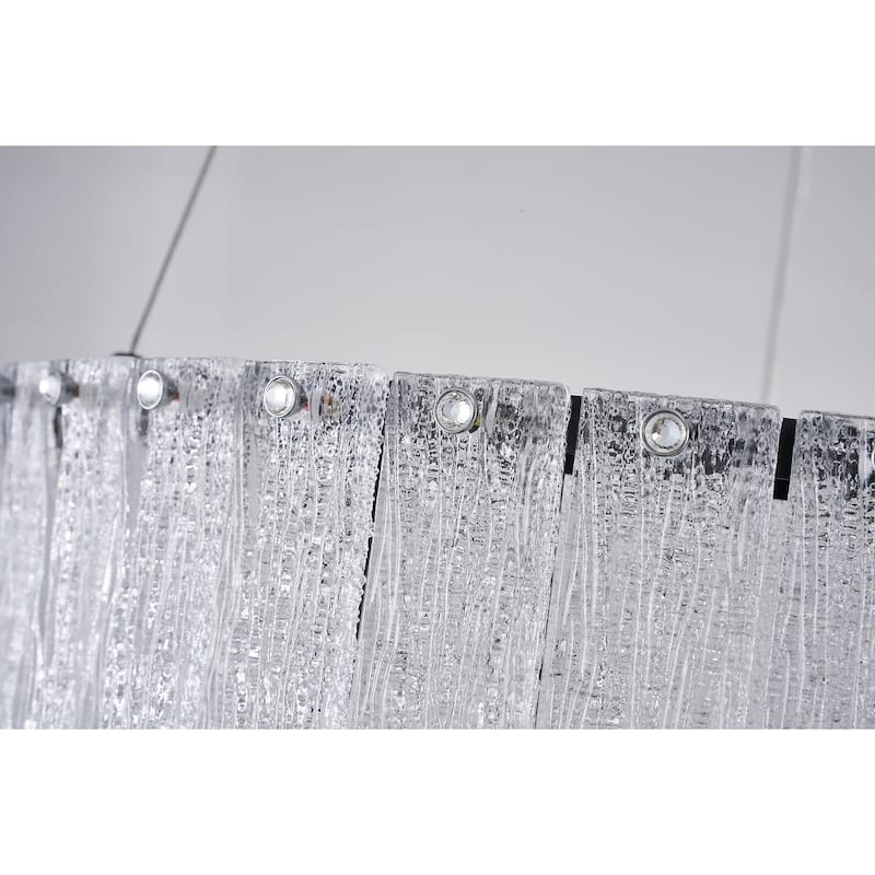 1-Light Black LED Chandelier With Clear Crystals
