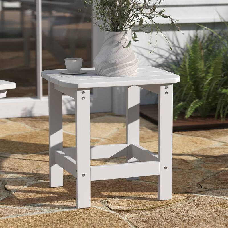 All-Weather Poly Resin Adirondack Side Table - Patio Table - White