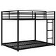 preview thumbnail 9 of 8, Full over Full Modern Design Metal Bunk Bed, Low Bunk Bed with Ladder, Easy Assembly, Metal Frame Construction, White