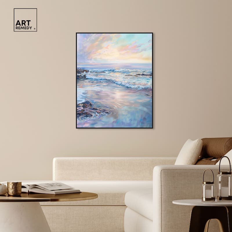 Art Remedy Dreamy Shoreline Framed Sailing 1 Piece Canvas Wall Art