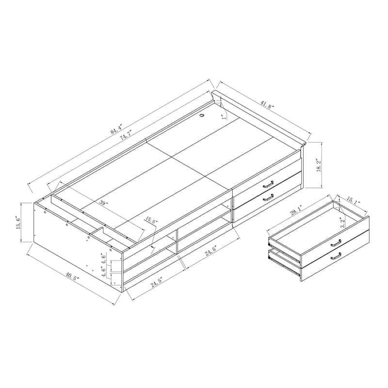 DH BASIC Transitional 2-Drawer Storage Bed by Denhour