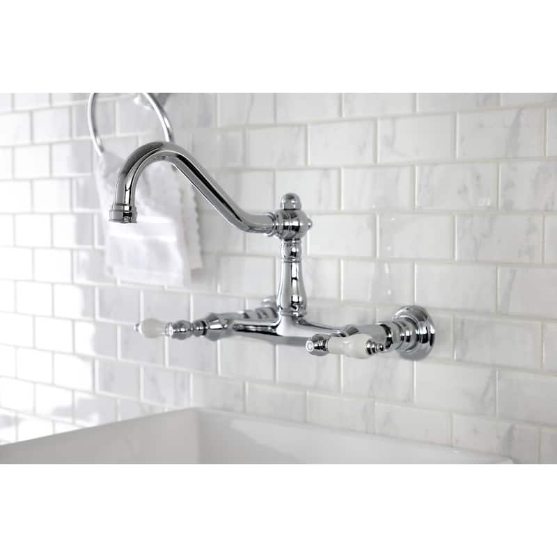 Kingston Brass KS324.PL Vintage 1.2 GPM Wall Mounted Bridge Bathroom