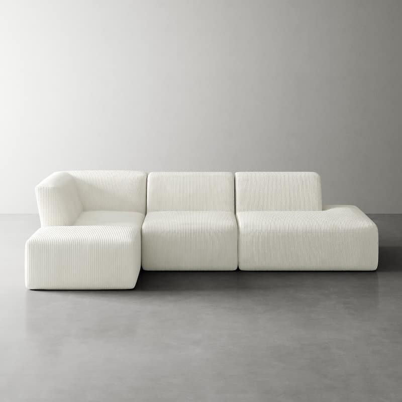 Oversized Corduroy Modular Sectional Fabric Sofa - BEIGE/SIDE CHAIR&ARMCHAIR&OTTOMAN&ARMLESS