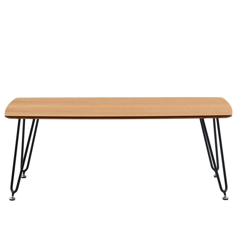 LeisureMod Elmwood 47" Modern Rectangular Center Coffee Table with Wood Tabletop - Accent Table for Living Room Home Office
